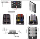 BlueFire 12 Way 30A 32V Blade Fuse Box Board with 24PCS Fuse + LED Warning Light for Car/Marine Boats/Automotive/Trike