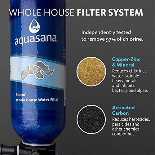 Aquasana Whole House Water Filter System - Filters Sediment & 97% Of Chlorine - Carbon & KDF Home Water Filtration - EQ-1000