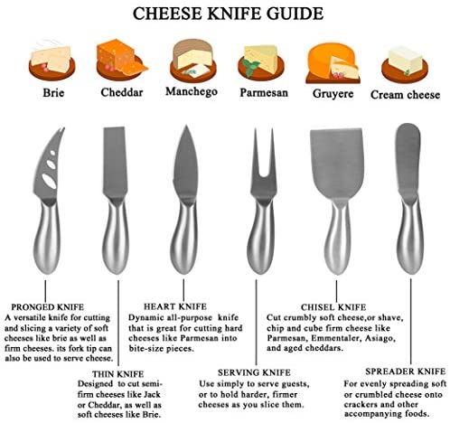 Home Perspective Premium 6-Piece Cheese Knife Set - Complete Stainless Steel Cheese Knives Gift Knives Sets Collection, Suit for the Wedding, Lover, Elders, Children and Friends