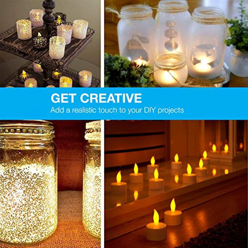 LED Candles, Lasts 2X Longer, Realistic Tea Light Candles, Flameless Candles to Create a Warm Ambiance, Naturally Flickering Bright Tealights,Battery Powered Candles,Unscented, Batteries Included (24)