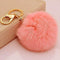 Miraclekoo Rabbit Fur Ball Pom Pom KeyChain Gold Plated Keychain with Plush for Car Key Ring or Handbag Bag Decoration (Orange Pink)