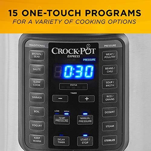 Crockpot 2100467 Express Easy Release | 6 Quart Slow, Pressure, Multi Cooker, 6QT, Stainless Steel