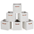 MaidMAX Foldable Storage Cubes, Set of 6 Decorative Fabric Storage Bins Containers Organizers Drawers with Wood Handles for Shelves Clothes Closet Kids Bedroom, Gray Polka Dot