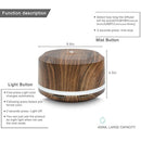 Essential Oil Diffuser 450ml, Dark Wood Grain Aromatherapy Diffusers and Air Humidifiers Set for Large Room - LUSCREAL Gift Idea