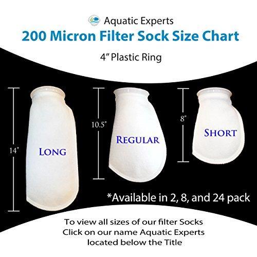 Filter Socks 200 Micron - 4 Inch Ring by 14 Inch Long – 2 pack- LONG - Aquarium Felt Filter Bags - Custom Made In The USA For Aquatic Experts