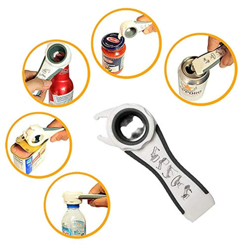 Pack of 2 Multi Jar Opener, 5 in 1 and 6 in 1 Bottle Can Opener Effort-Saving and Efficient for Weak Hand and Arthritic Convenient Kitchen Gadgets