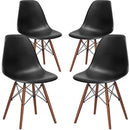 Poly and Bark Vortex Side Chair Walnut Legs, Black, Set of 4