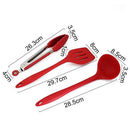 10Pcs/set Silicone Heat Resistant Kitchen Cooking Utensils Non-Stick Baking Tool tongs ladle gadget by BonBon (Red)