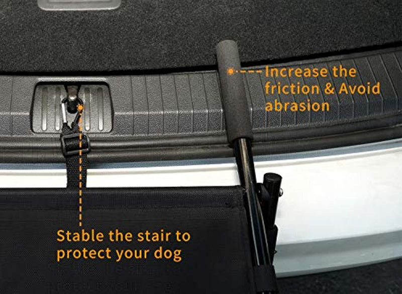 Dog Car Step Stairs Foldable - SUKI&SAMI Metal Frame Folding Dog Ramp for Car,Lightweight Portable Large Dog Ladder,for Dogs and Cats,SUVs and Trucks,Couch and Bed,Protect Pets' Joint and Knee