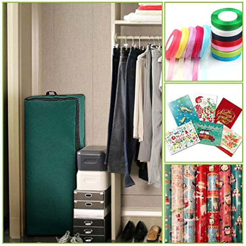 Primode Storage Organizer for 40 Inch Wrapping Paper, Ribbon and Bows, Gift wrap Storage Bag Durable 600D Oxford Material (Green)