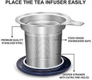 KitchenTour Porcelain Tea Mug with Infuser and Lid - Large Capacity Mug with Infuser Basket - 20oz, White