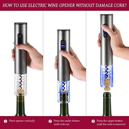 Wine Bottle Opener Air Pressure Wine Cork Remover Pump Wine Opener Wine Pump Wine Accessory Tool Handheld Wine Bottle Opener with Wine Pourer,Foil Cutter and Vacuum Stopper(Gift Box) by Newward