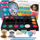 Blue Squid Face Paint Kit Kids - 52 Pieces, 14 Colors, 2 Glitters, 30 Stencils, 4 Makeup Sponges, Face Paint Party Supplies - Safe Facepainting Sensitive Skin - Professional Costume Makeup