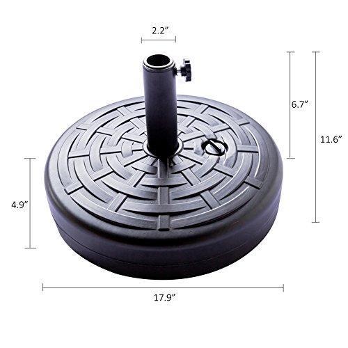 FLAME&SHADE Patio Umbrella Stand Outdoor Parasol Base Weight Plastic Sand Water Filled Round 80lb Black