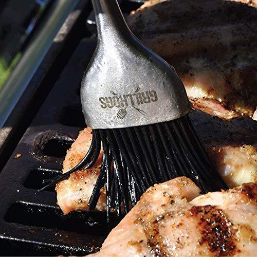 GRILLHOGS Sauce Basting Brush, Premium Stainless Steel Handles, Silicone Basting Brush, Dishwasher Safe Heat Resistant, Natural Long Lasting BBQ Bush, Set of Two