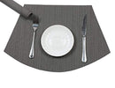 PAUWER Grey Round Table Placemats Set of 7 Wedge and Round Placemats Set for Round Dining Table Washable Woven Vinyl Placemats Set