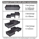T4U Plastic Raised Garden Bed Brown Set of 3, Assemble Elevated Planter Box Container Indoor Outdoor Use for Orchid Herb Aloe Succulent Cactus Patio Backyard Porch Home Garden Decoration Gift