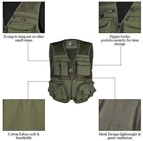 LOOGU Outdoor Fly Fishing Vest with Multi-Pockets for Fishing,Hunting, Hiking, Climbing, Traveling, Photography