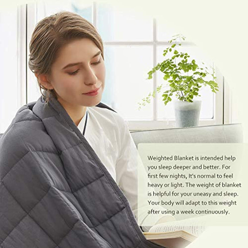 Weighted Idea Sleep Weighted Blanket | 12 lbs | 48''x78'' | Cotton | Grey | for Adult Woman and Man