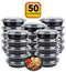 50-Pack meal prep Plastic Microwavable Food Containers for meal prepping bowls with Lids (28 oz.) Black Reusable Storage Lunch Boxes -BPA-Free Food Grade -Freezer & Dishwasher Safe. - HIGH QUALITY