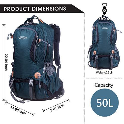 G4Free Hiking Backpack 50L Waterproof Daypack Outdoor Camping Climbing Backpack with Rain Cover for Women Men