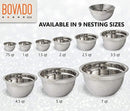 Stainless Steel Mixing Bowls Set of 6 - .75, 1.5, 2, 3.5, 5, and 7 Qt.- Nesting and Stackable with Wide Rim and Brushed Finish - by Bovado USA