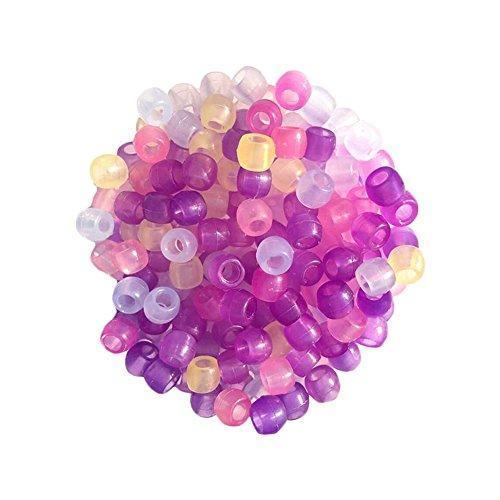 Miraclekoo 1000 Pcs UV Beads Multi Color Changing UV Reactive Plastic Pony Beads, Glows in The Dark, Fun for Jewelry/Bracelets Making