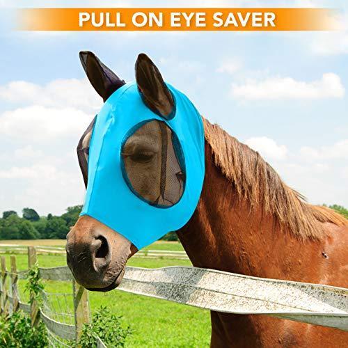 DakPets Horse Fly Mask with Ears - Comfort Fit Fly Mask – Protects The Horse from Insects and Irritants - Lightweight & Comfortable Stretchy Lycra & Mesh UV Equine Fly Mask - Protects Eyes and Ears