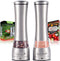 Premium Stainless Steel Salt and Pepper Grinder Set - Pepper Mill and Salt Mill, Spice Grinder with Adjustable Coarseness, Ceramic Rotor, Tall Salt and Pepper Shaker, Brushed Stainless - Free eBook