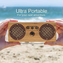 Bongo Bamboo Bluetooth Speaker - Portable & Wireless Retro Wood Design - Vintage Black & White