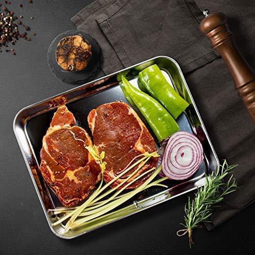 Bangder Baking Sheet Pan for Toaster Oven, Heavy Duty Stainless Steel Sheet Pan Easily Wipes Clean! Mirror Finish, Dishwasher Safe, 10 X 8 inch, Set of 2