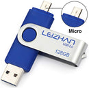 LEIZHAN OTG 32GB USB Flash Drive USB 2.0 Micro USB Pen Drive Memory Stick u Disk (Blue)