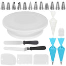 Cakes of Eden Cake Decorating Kits Supplies with Cake Turntable, 12 Numbered Cake Decorating Tips, 2 Icing Spatula, 3 Icing Smoother, 2 Silicone Piping Bag, 50 Disposable Pastry Bags and 1 Coupler