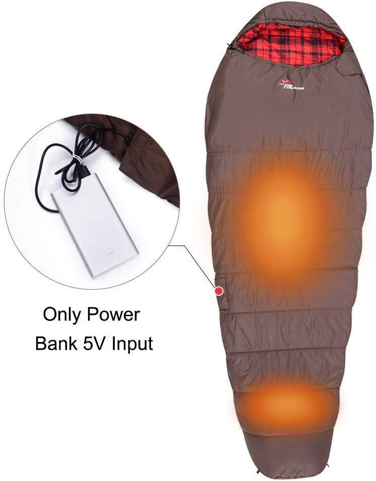 FIRSERMO Electric Heated Sleeping Bag Lightweight Portable Waterproof Comfort Mummy Bags, Perfect for Adults Camping/Hiking