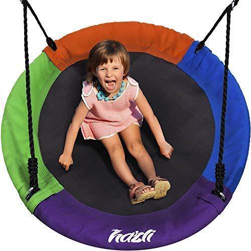 Outdoor Round Tree Swing for Kids - 40" Saucer Tree Swing for Kids-Large Tree Swings for Children - 400 lbs Tree Swings for Outside with Hanging Kit