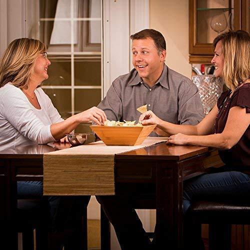 Wood Salad Bowl Set With Bamboo Servers, Best For Serving Salad, Pasta, and Fruit. Beautiful Bowl Looks Great On Your Kitchen Counter. Safe & Eco-Friendly, By Midori Way