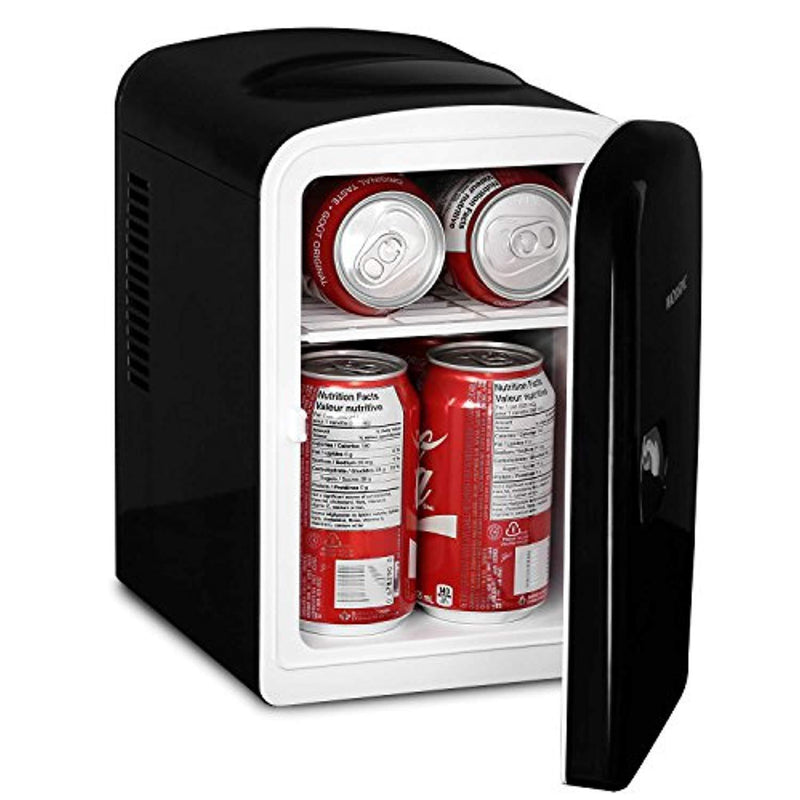 Portable 6 Can Mini Fridge Cooler & Warmer, 4L Capacity, Fully Insulated, Thermoelectric, 110V & 12V AC/DC Power for Home, Office, Car, RV,