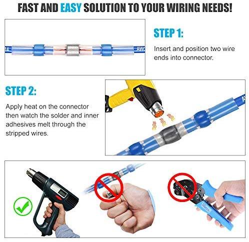 Kuject 120PCS Solder Seal Wire Connectors, Self-Solder Heat Shrink Butt Connector Waterproof Insulated Electrical Butt Splice Wire Terminals for Marine Automotive Aircraft Boat Truck Stereo Wire Joint