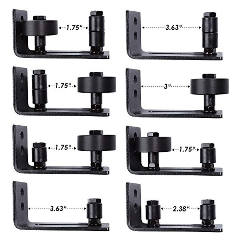 Barn Door Floor Guide Stay Roller, Fully Adjustable Black Powder Coated with 8 Different Setups, Flush With Floor Wall Mount Bracket, Perfect Fit For All Barn Doors