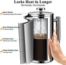 BAYKA French Press Coffee Maker, Stainless Steel 34oz Double-Wall Metal Insulated Coffee Tea Makers with 4 Level Filtration System, Rust-Free, Dishwasher Safe