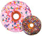 iscream Sugar-riffic Donut Shaped Bi-Color 16" Photoreal Print Microbead Pillow, Pink Front/Chocolate Back, 16"Wx16"H