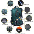 G4Free Hiking Backpack 50L Waterproof Daypack Outdoor Camping Climbing Backpack with Rain Cover for Women Men