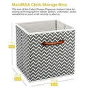 MaidMAX Foldable Storage Cubes, Set of 6 Decorative Fabric Storage Bins Containers Organizers Drawers with Wood Handles for Shelves Clothes Closet Kids Bedroom, Gray Polka Dot
