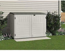 Suncast 5' x 3' Horizontal Stow-Away Storage Shed - Natural Wood-like Outdoor Storage for Trash Cans and Yard Tools - All-Weather Resin, Hinged Lid, Reinforced Floor - Vanilla and Stoney