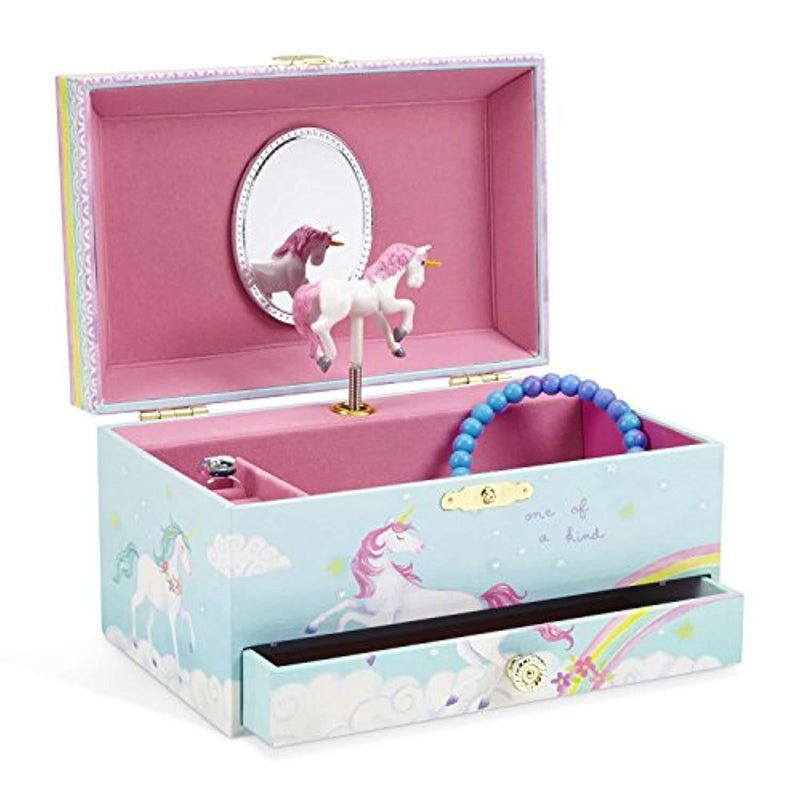 JewelKeeper Girl's Musical Jewelry Storage Box Pullout Drawer, Rainbow Unicorn Design, The Unicorn Tune