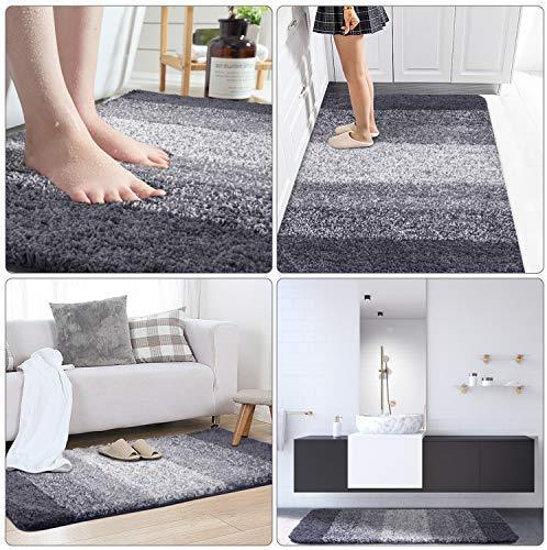 Office Marshal Bath Mat Bathroom Rugs 32" x 47",Large Soft Shaggy White Microfiber Shower Rug, Machine Washable Throw Rugs Non Slip Absorbent Luxury Plush Floor Mats Runner Carpet for Bath Tub Shower Bathroom