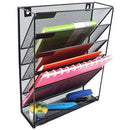 Easepres File Organizer Mesh 5-Tier Black Hanging File Organizer Vertical Holder Rack for Office Home