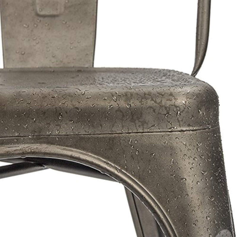 Furmax Metal Dining Chair Indoor-Outdoor Use Stackable Classic Trattoria Chair Chic Dining Bistro Cafe Side Metal Chairs Gun Metal(Set of 4)