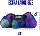 Crown Sporting Goods 39" Mesh Sports Ball Bag with Adjustable Shoulder Strap, Oversize Duffle - Great for Carrying Gym Equipment, Jerseys, Laundry