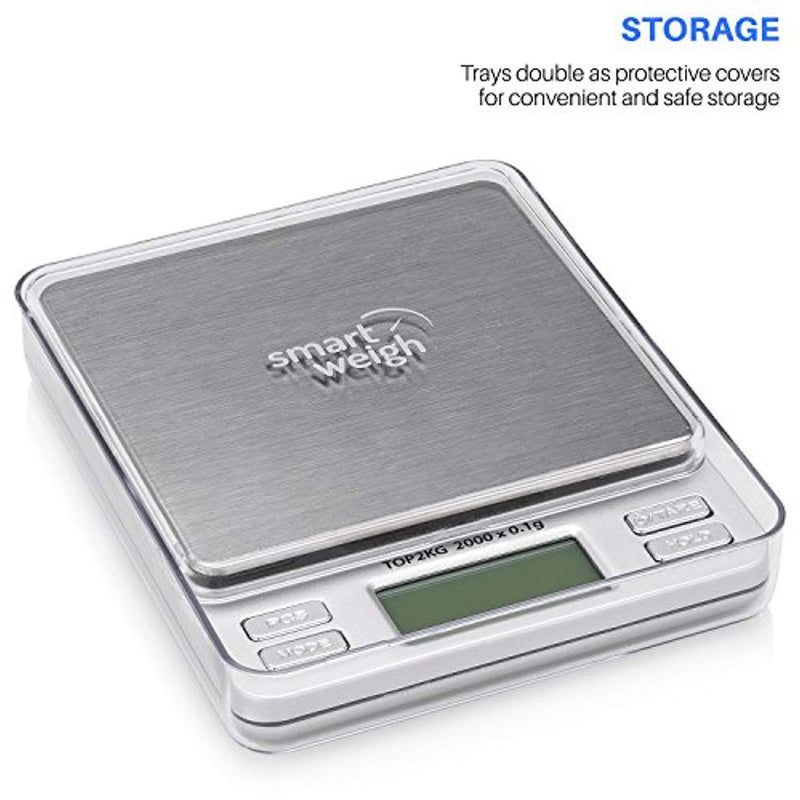 Smart Weigh Digital Pro Pocket Scale with Back-Lit LCD Display, Tare, Hold and PCS Features, 2000 x 0.1g